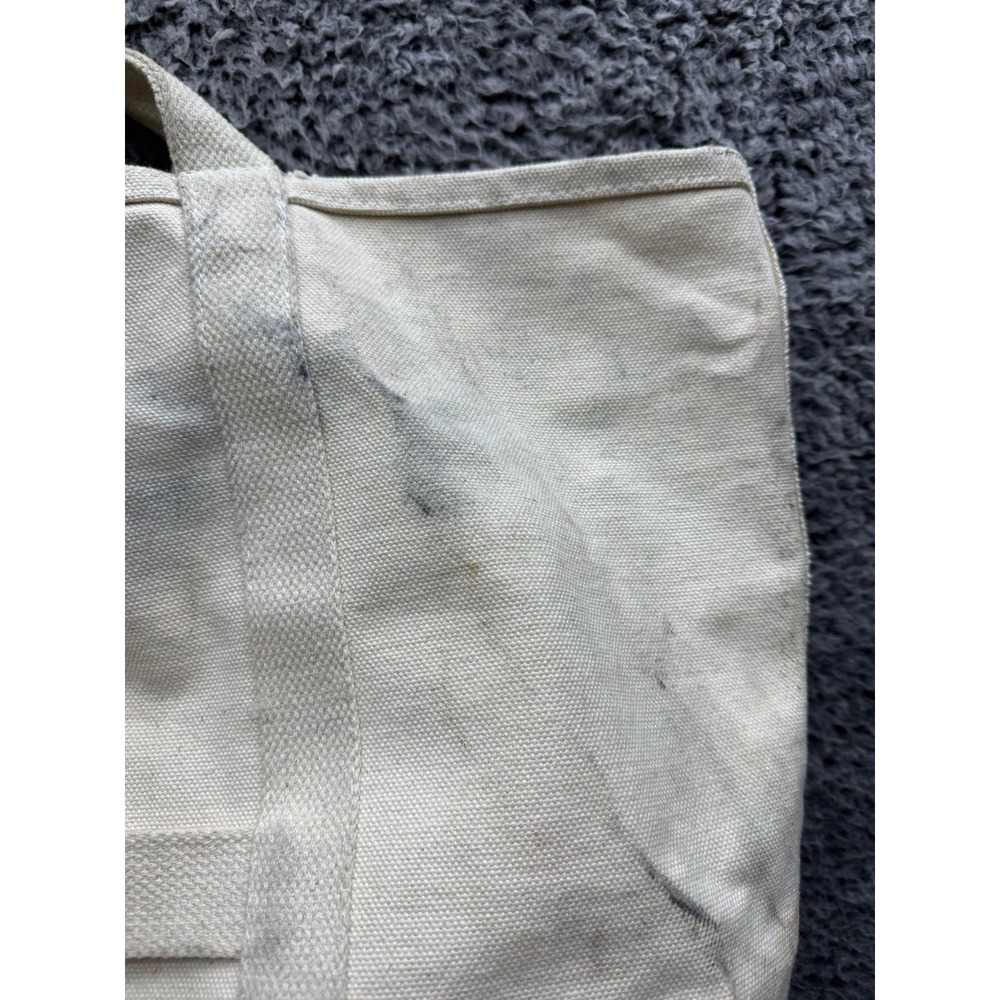 Vintage 70s 80s Linesmen Cotton Canvas Tool Utility Tote Bag Ivory 21 x 15 - Picture 8 of 13